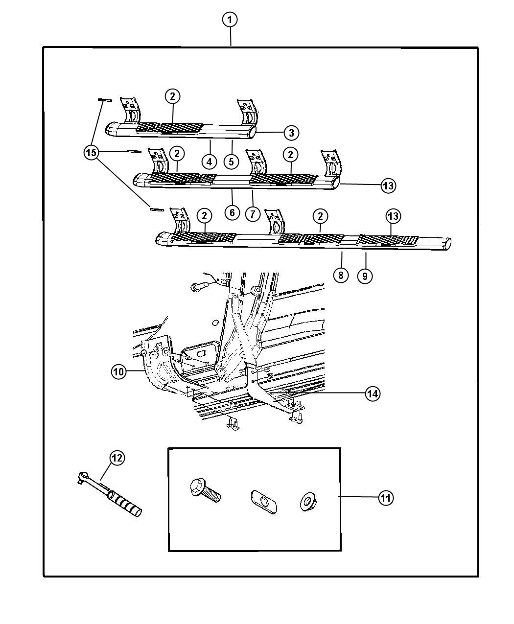 Diagram Step Kit - Side. for your 2005 Ram 1500   