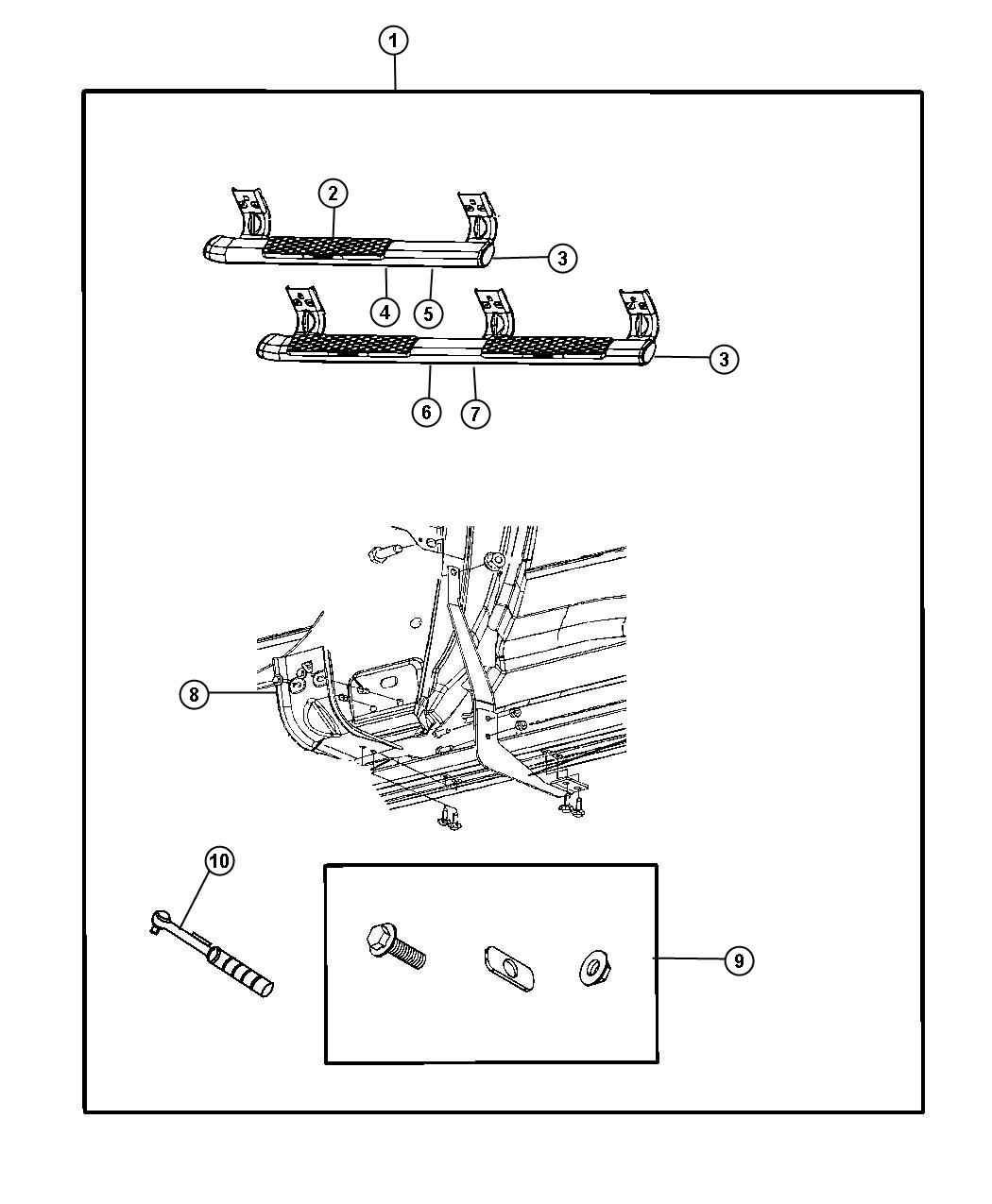 Diagram Step Kit - Side. for your 2025 Ram 1500   