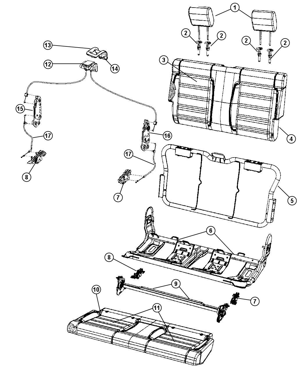 Diagram Rear Seat - Bench - Trim Code [C7]. for your 2003 Chrysler 300  M 