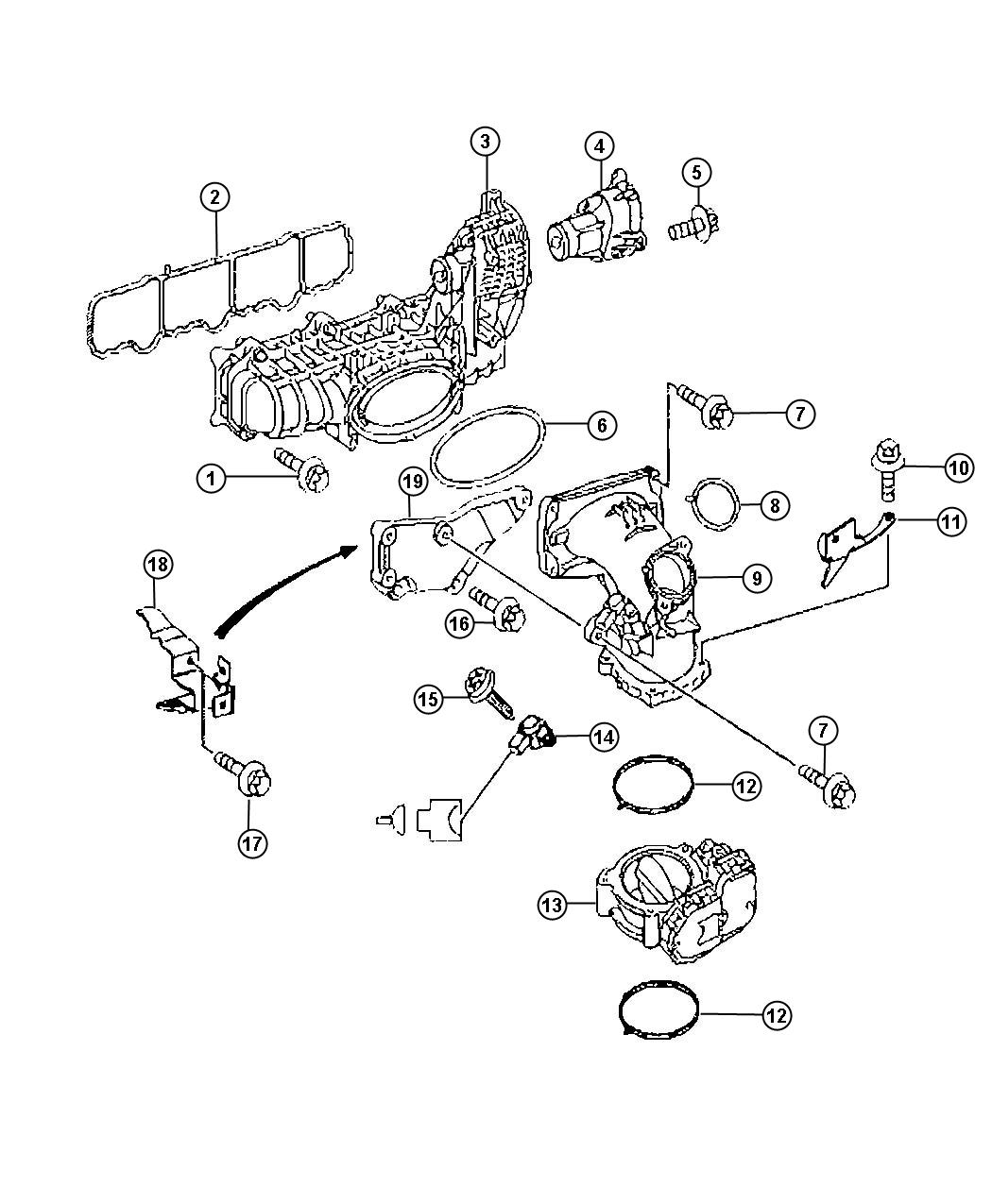 Diagram Intake Manifold 2.2L Diesel [2.2L 4 Cyl Turbo Diesel Engine]. for your 2007 Dodge Sprinter 2500   
