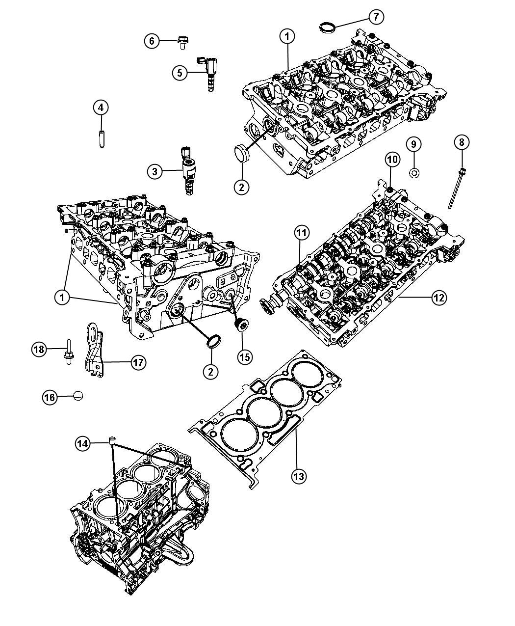 Diagram Cylinder Head 2.4L [2.4L I4 DOHC 16V DUAL VVT ENGINE]. for your Jeep