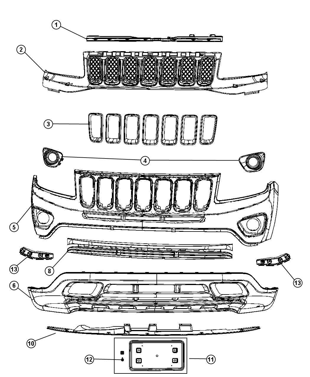 Jeep Compass Fascia. Front lower 68109862AA Chrysler Jeep Dodge