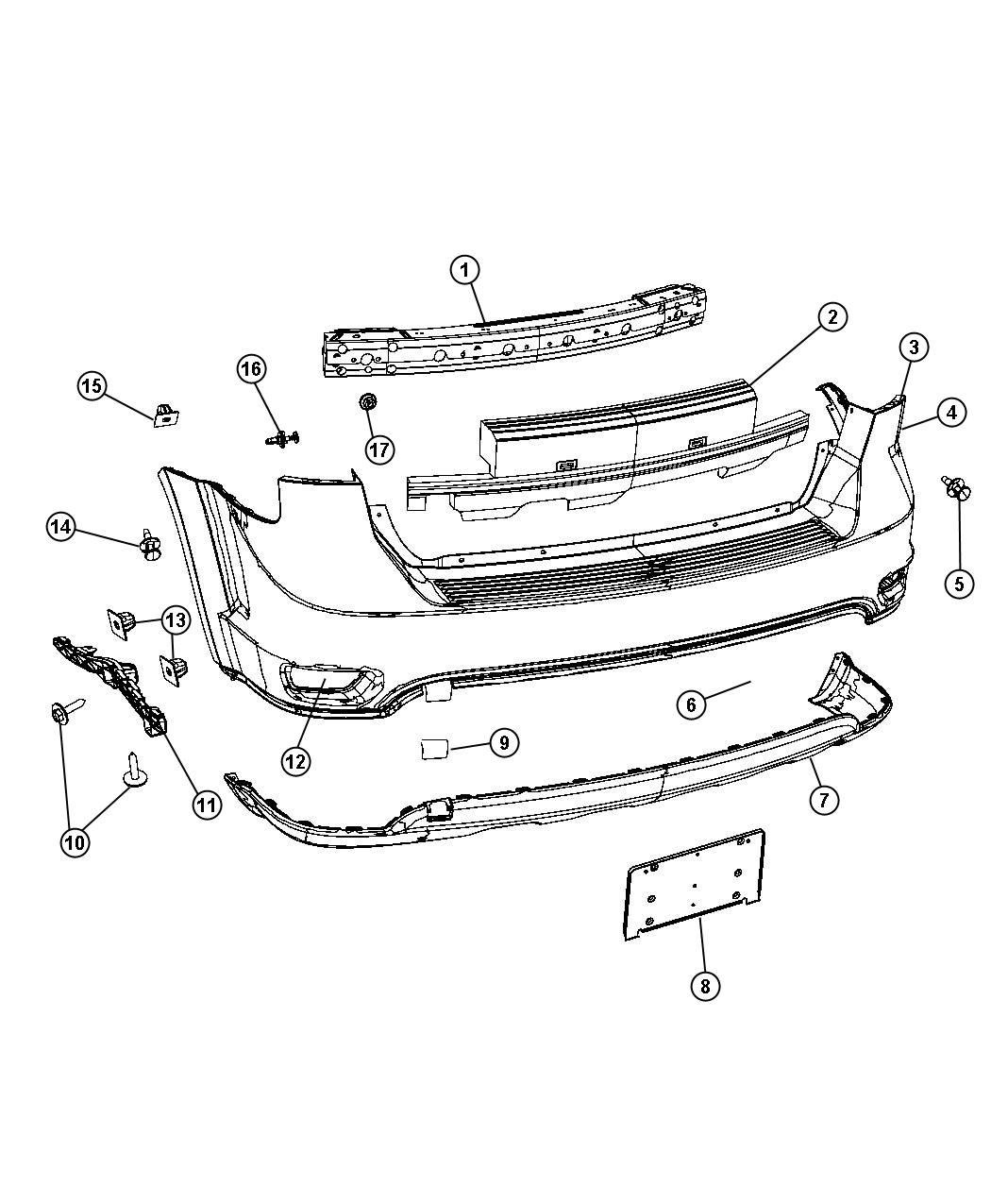 Diagram Fascia, Rear. for your 2010 Dodge Journey   