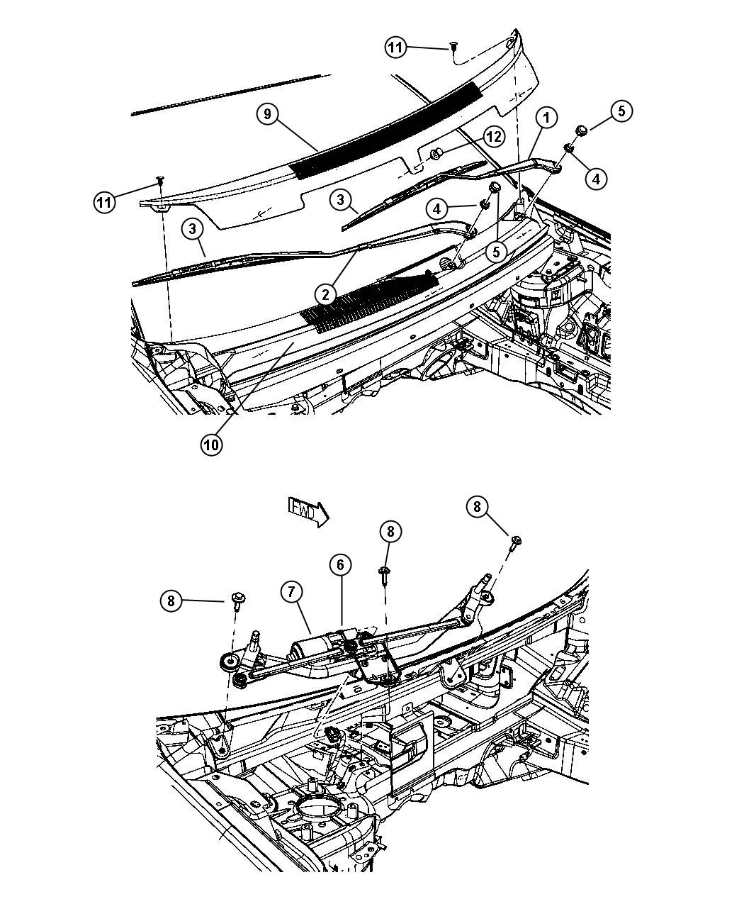 Diagram Front Wiper System. for your Dodge Journey  