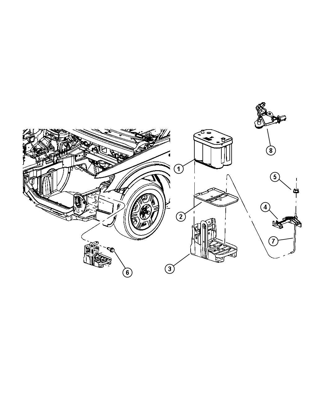 Diagram Battery Tray and Support. for your Dodge Journey  