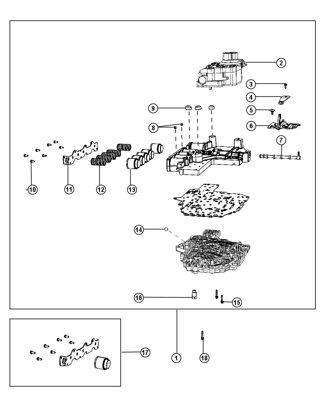 Diagram Valve Body And Related Parts. for your 2002 Dodge Ram 1500   