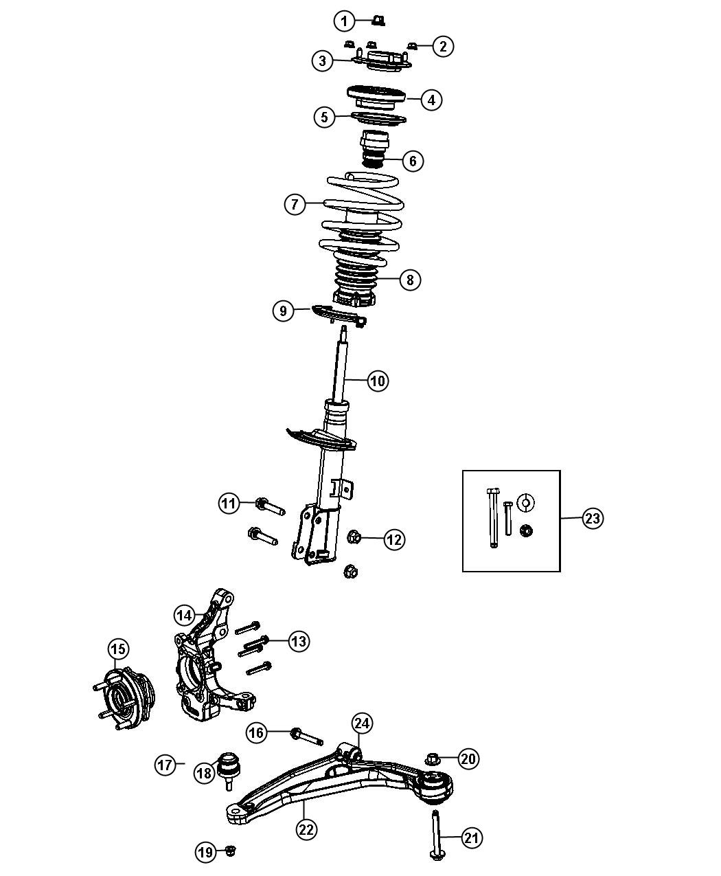 Diagram Suspension, Front. for your 1999 Dodge Grand Caravan   