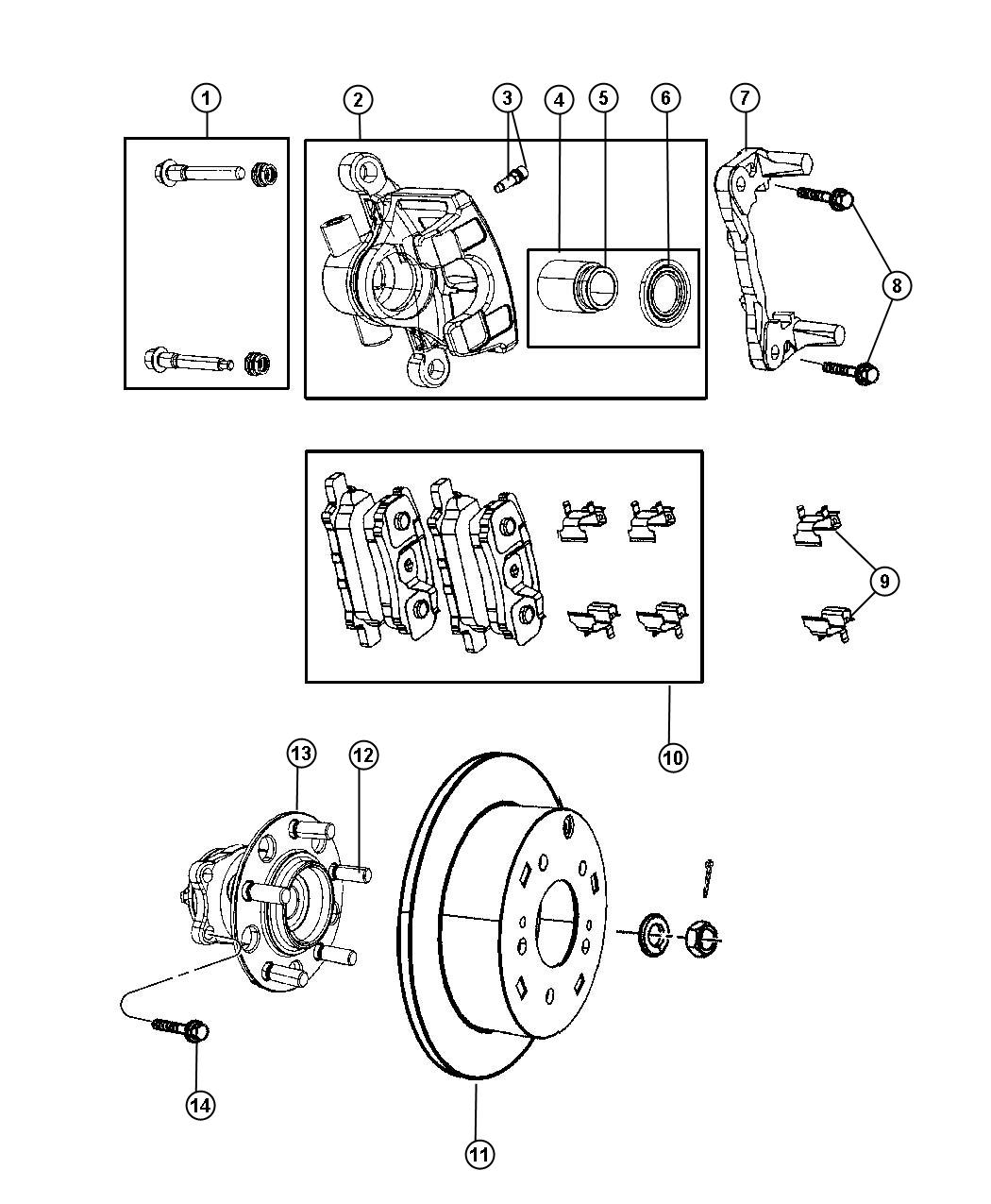 Diagram Brakes, Rear, Disc. for your Dodge Express  