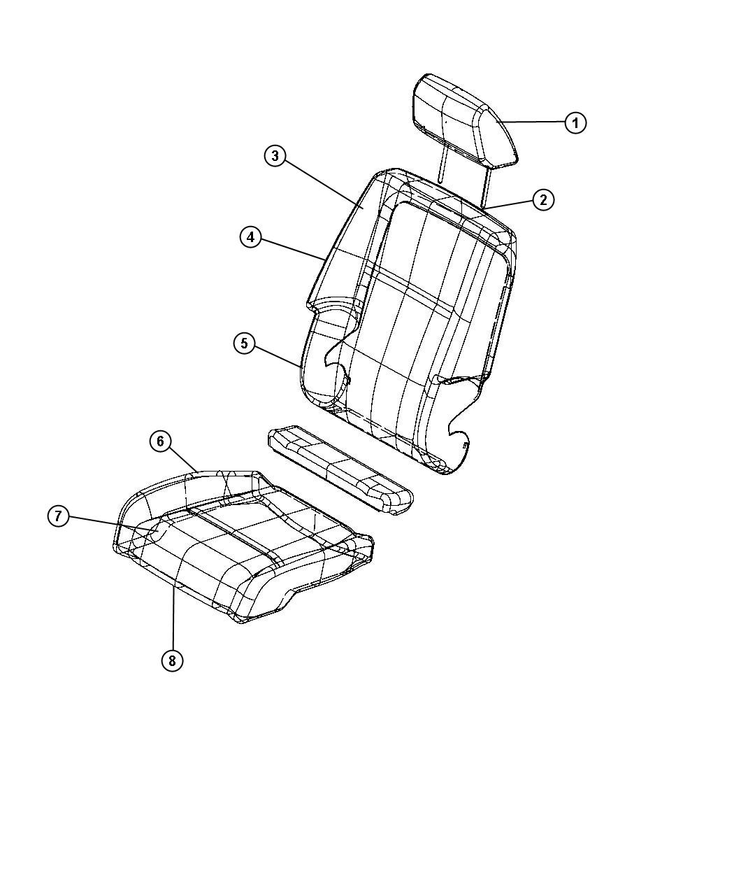 Diagram Front Seat - Bucket - Trim Code [E5]. for your Dodge