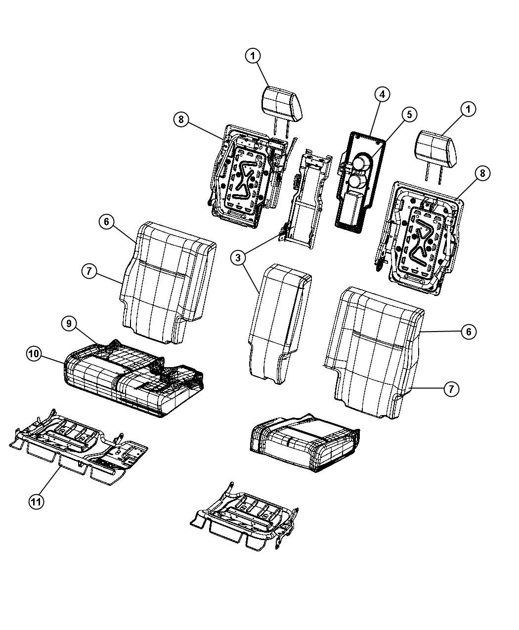 Diagram Rear Seat - Split Seat - Trim Code [E5]. for your 2003 Chrysler 300  M 