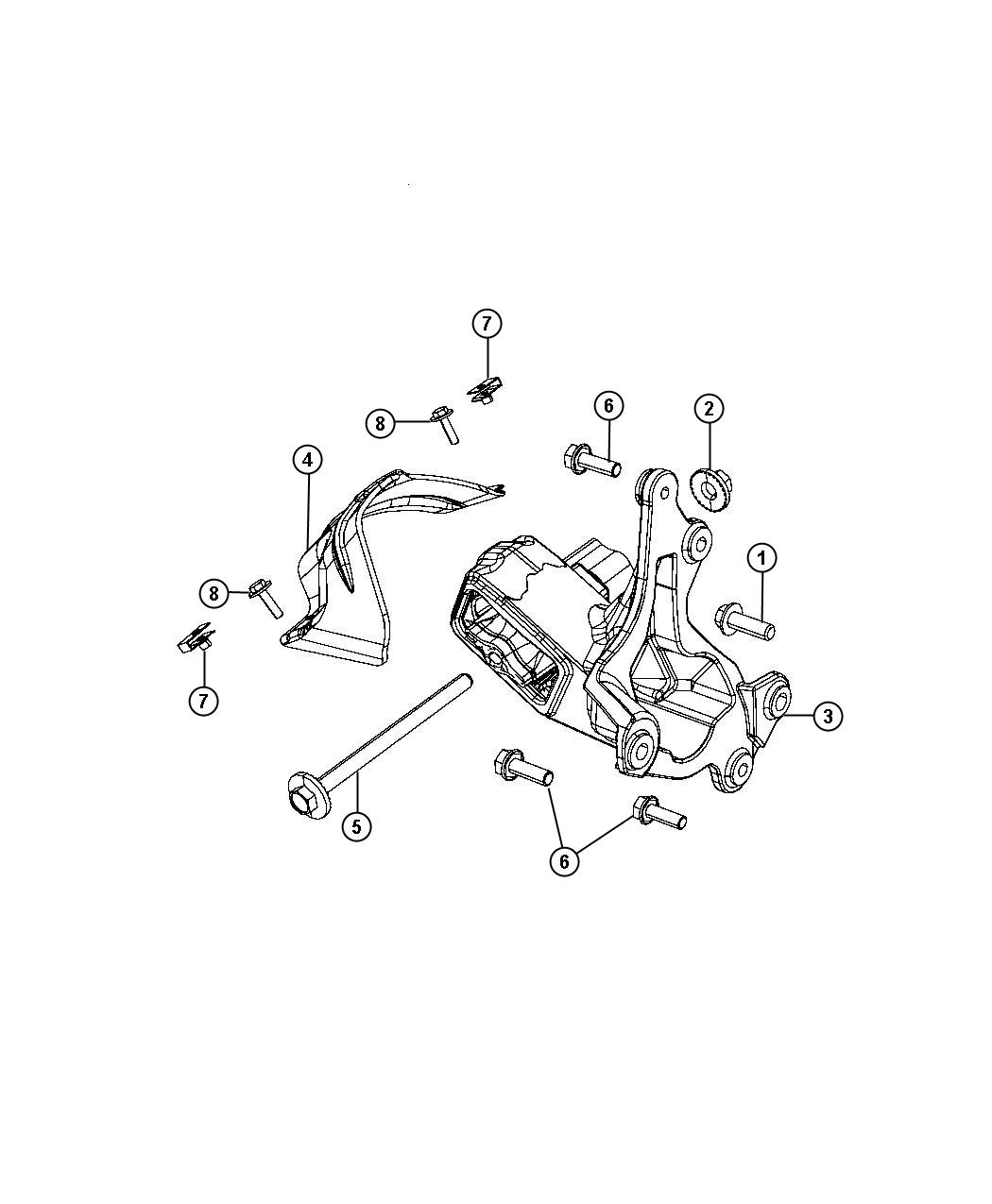 Diagram Engine Mounting Left Side 4WD 3.8L [3.8L V6 SMPI Engine]. for your 2004 Chrysler 300  M 