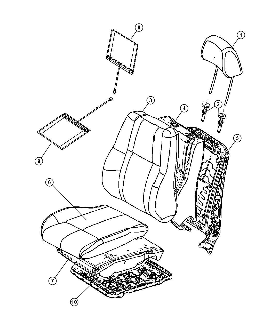 Diagram Front Seat - Bucket - Trim Code [TL]. for your Dodge Durango  