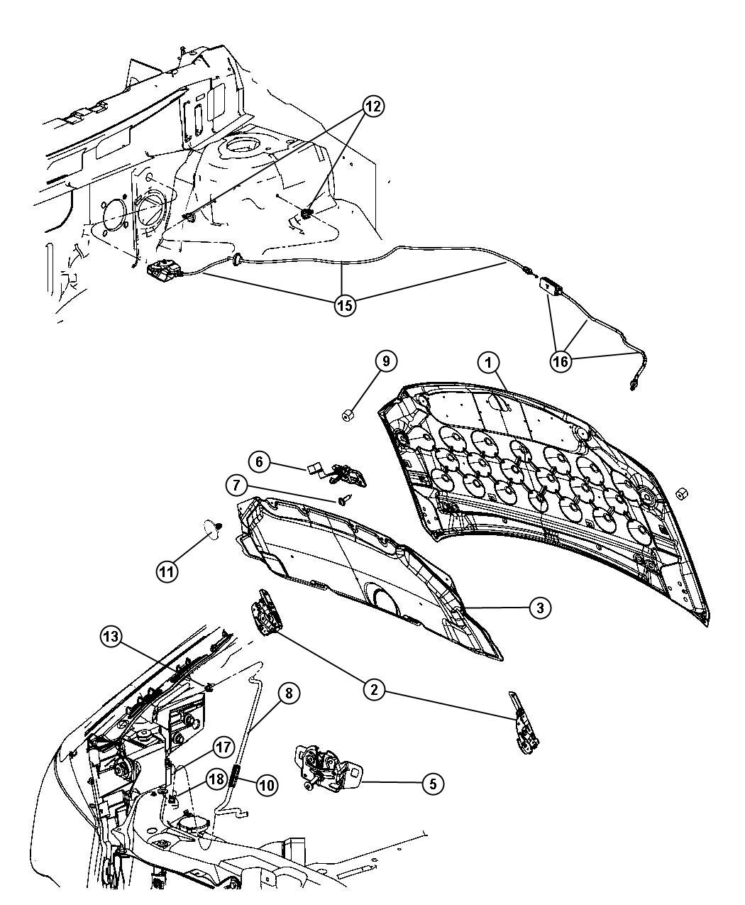 Diagram Hood and Related Parts. for your 2014 Chrysler 300   