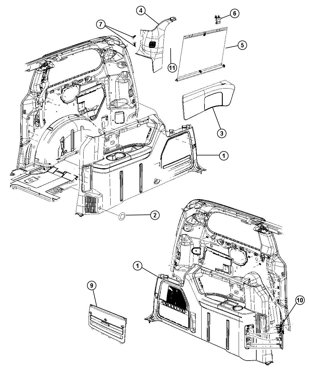 Diagram Quarter Trim Panel. for your Dodge