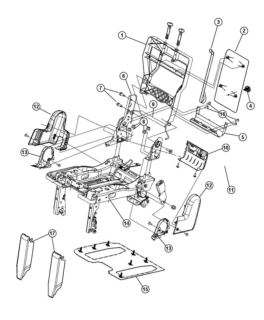 Third Row - 60/40 Stow and Go - 40% Side. Diagram