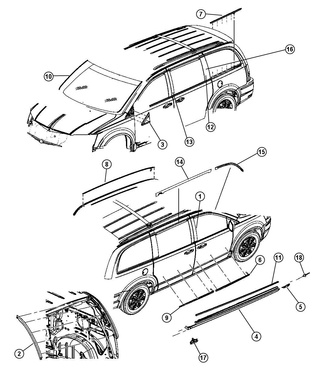 Diagram Exterior Ornamentation. for your Dodge Grand Caravan  