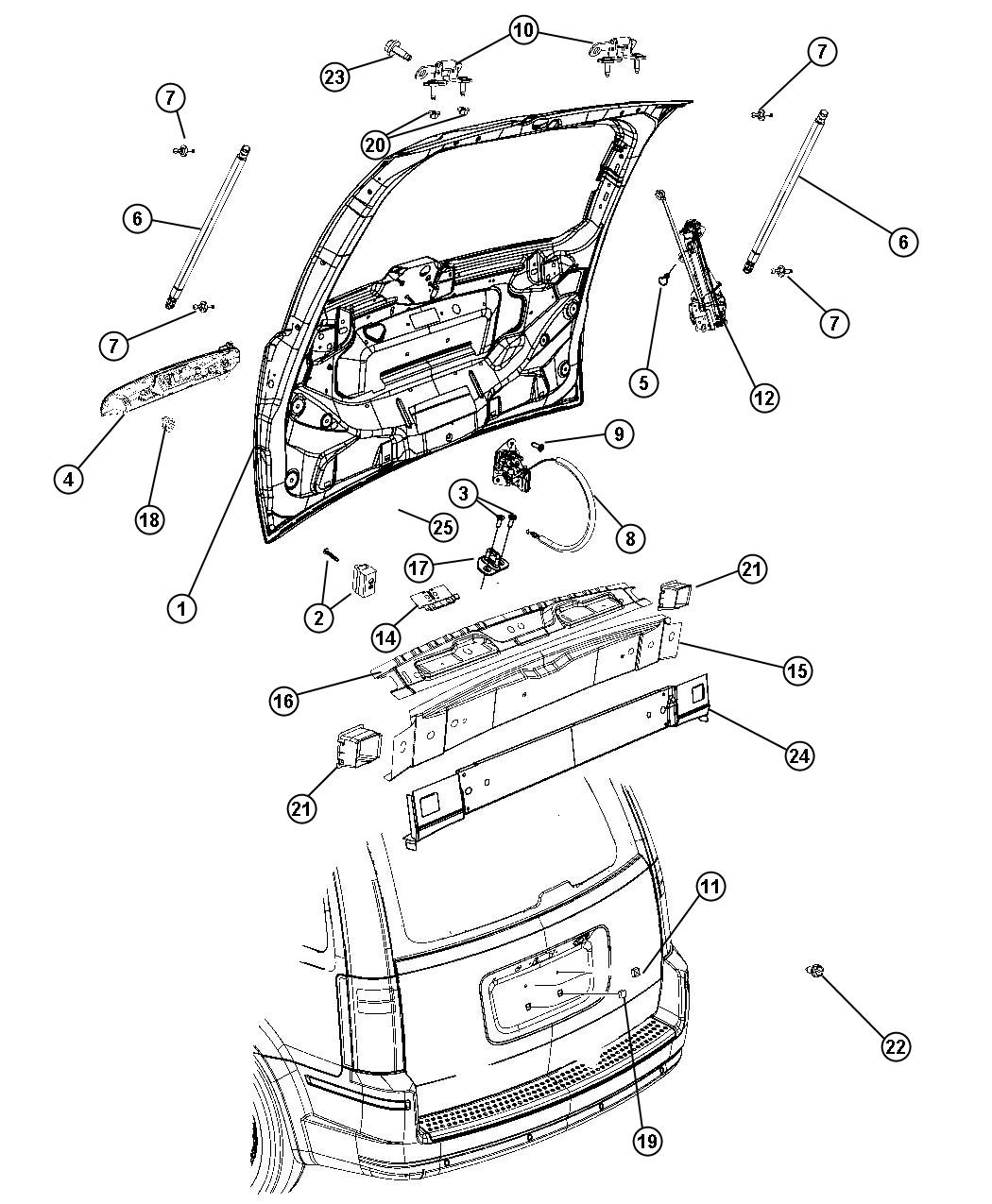 Diagram Liftgates. for your 2006 Jeep Grand Cherokee   