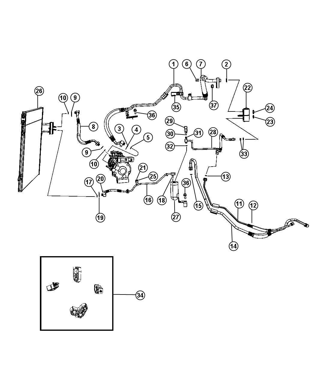 Diagram A/C Plumbing. for your 2023 Jeep Wrangler   