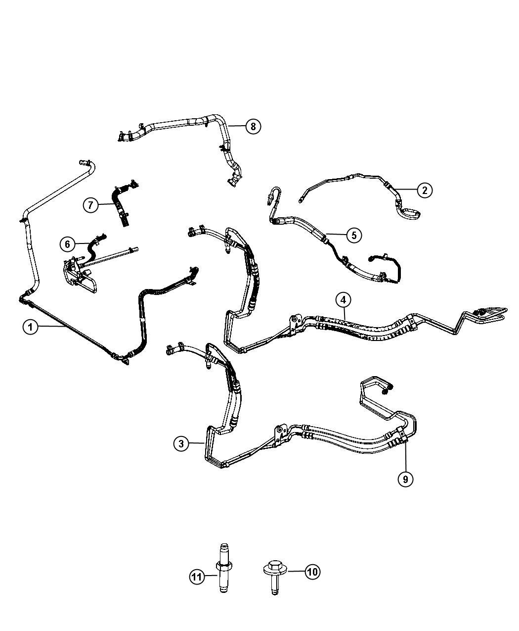 Diagram Power Steering Hoses. for your Dodge Grand Caravan  