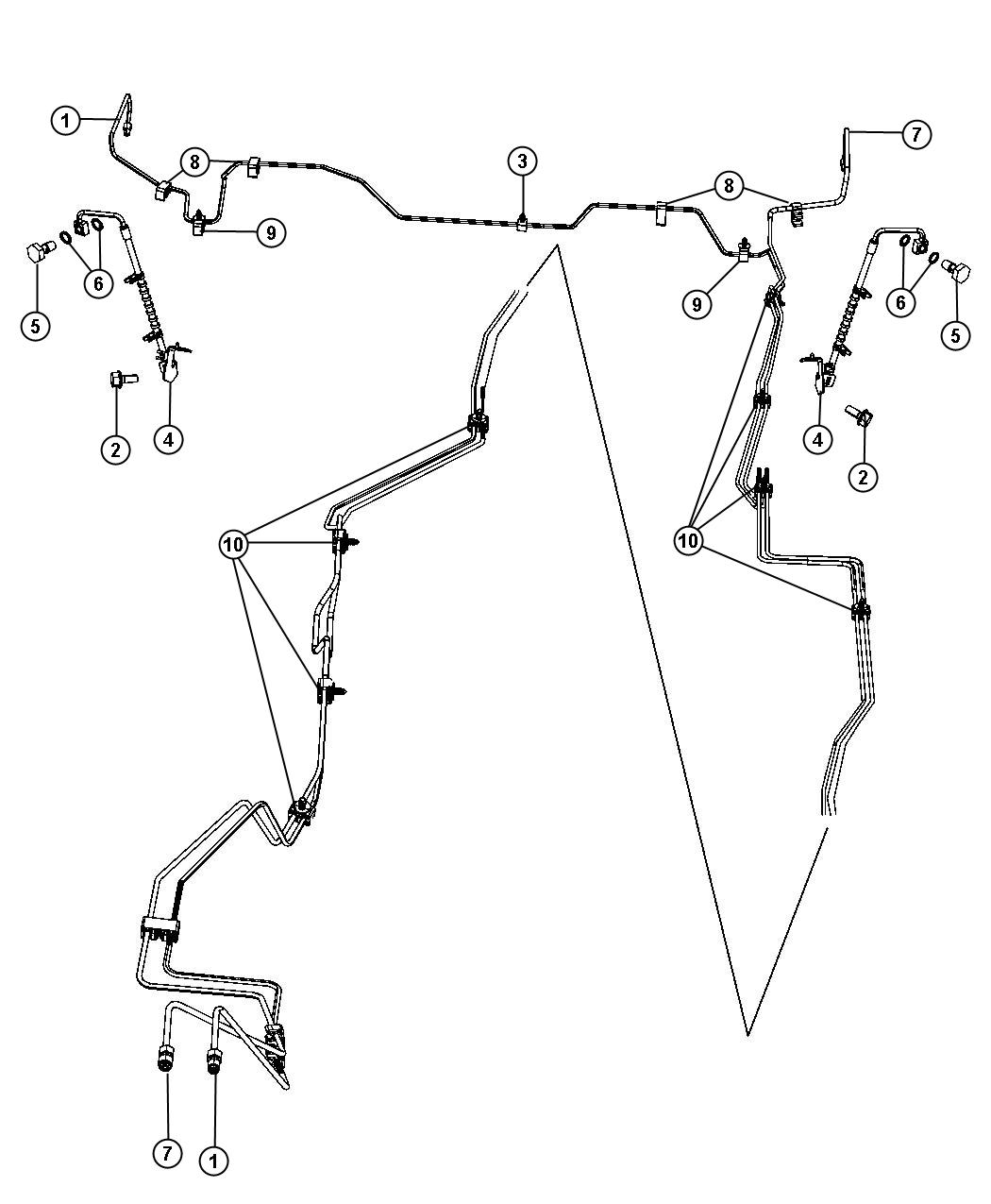 Diagram Brake Tubes,Rear. for your 2000 Chrysler 300  M 