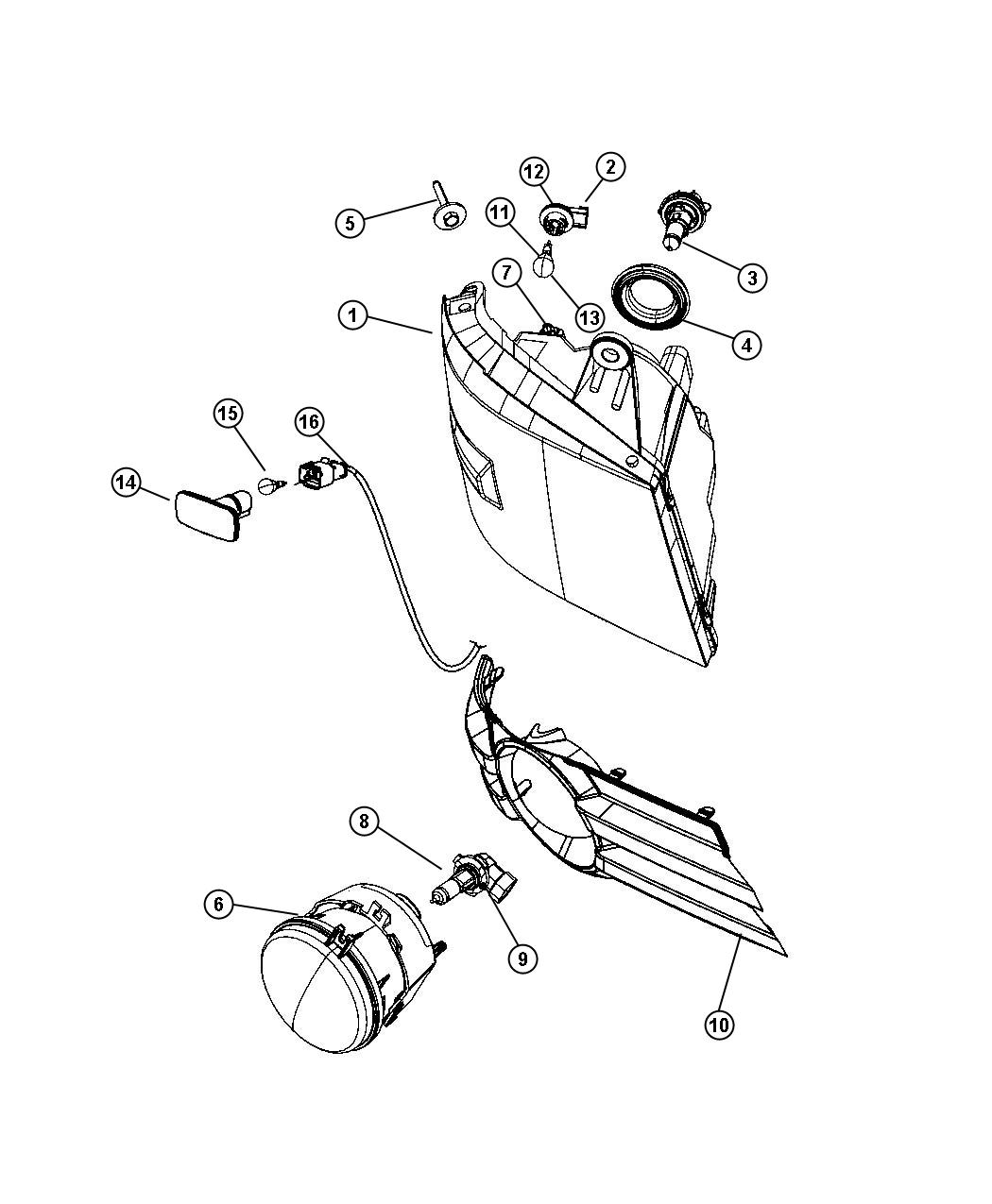 Diagram Lamps Front. for your 2001 Chrysler 300  M 