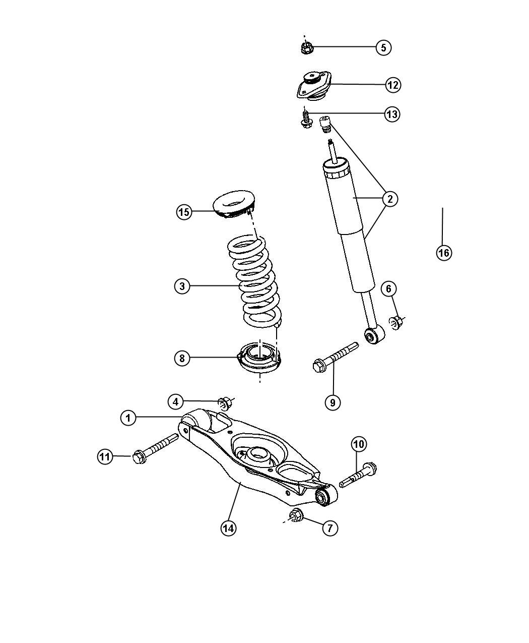 Diagram Rear Shocks,Spring Link. for your 2004 Dodge Grand Caravan   