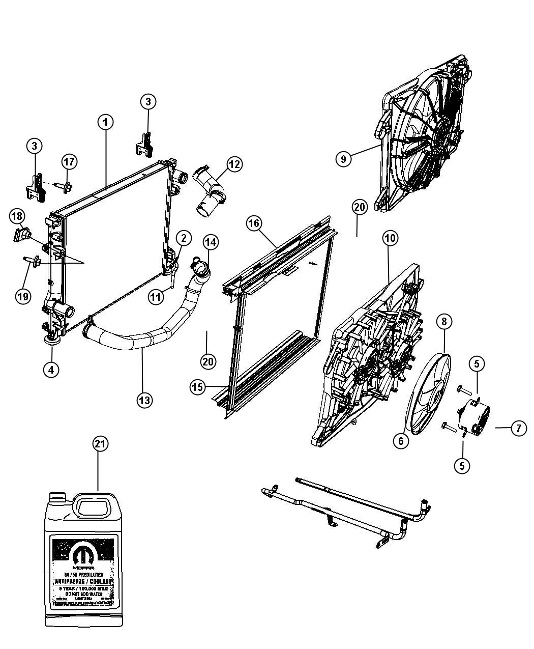 Radiator and Related Parts Gas. Diagram