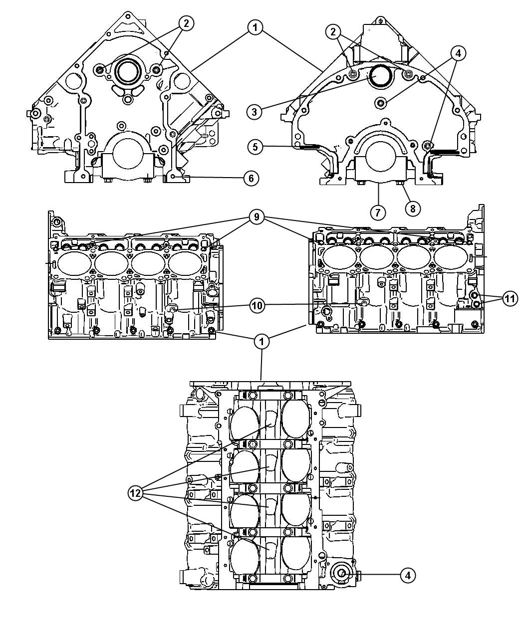 Diagram Engine Cylinder Block And Hardware 5.7L [5.7L HEMI VCT Engine] Without MDS. for your 2000 Chrysler 300  M 