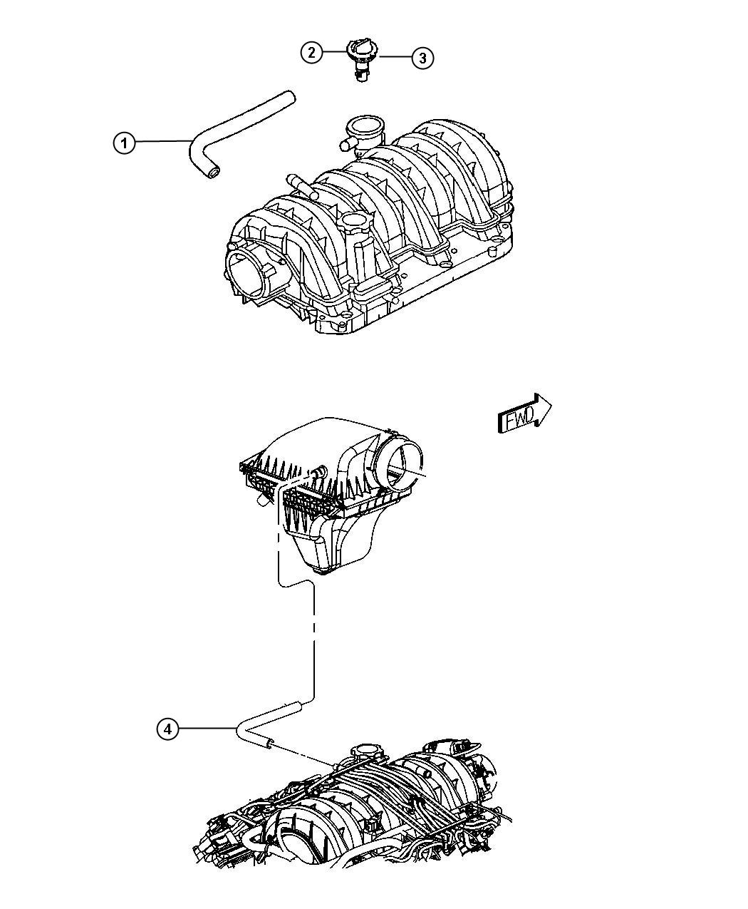 Diagram Crankcase Ventilation 5.7L [5.7L V8 HEMI MDS VCT Engine] With MDS. for your Dodge