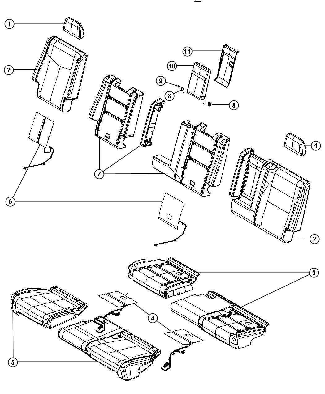 Diagram Rear Seat - Split Seat - Trim Code [CL]. for your 2000 Chrysler 300  M 