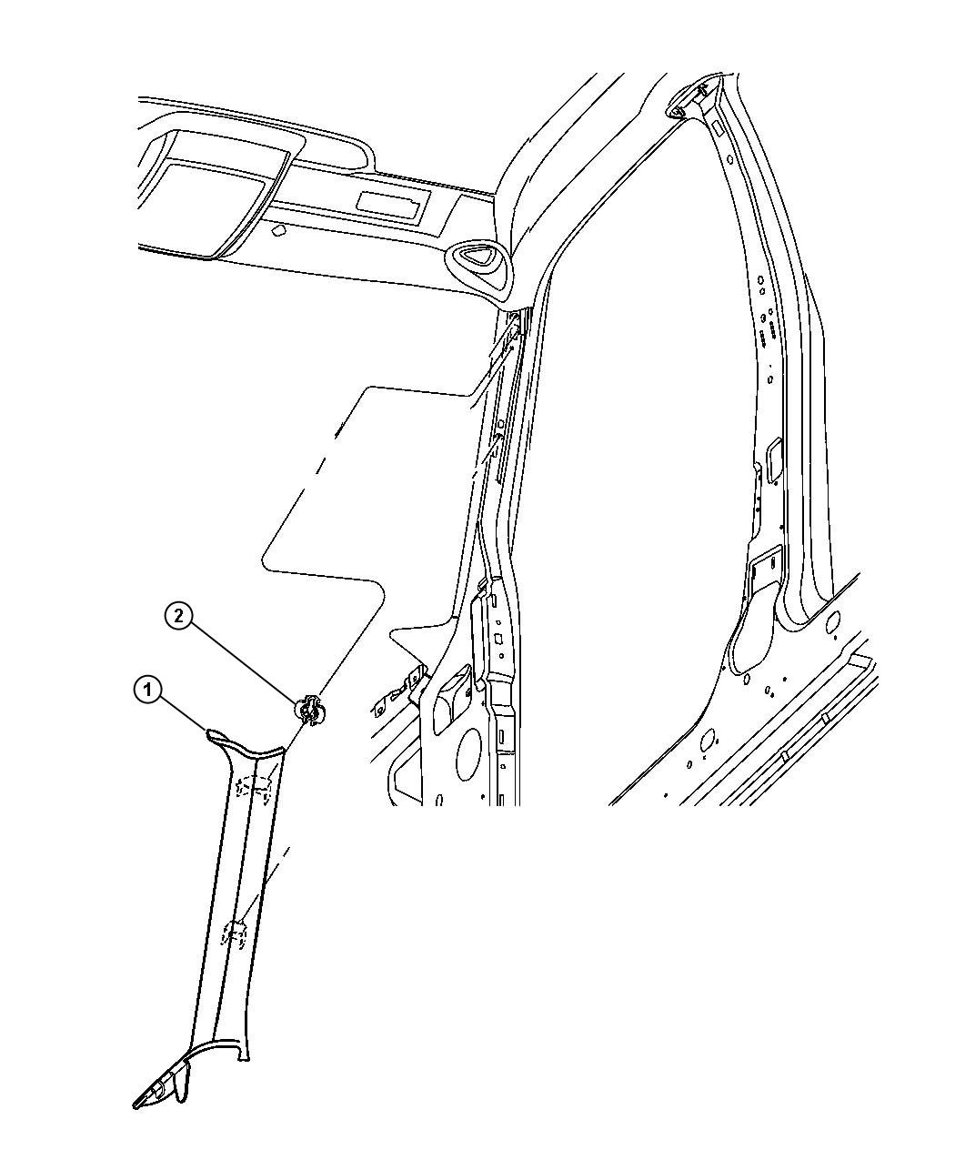 Diagram Interior Moldings and Pillars - A Pillar. for your 2002 Chrysler 300  M 