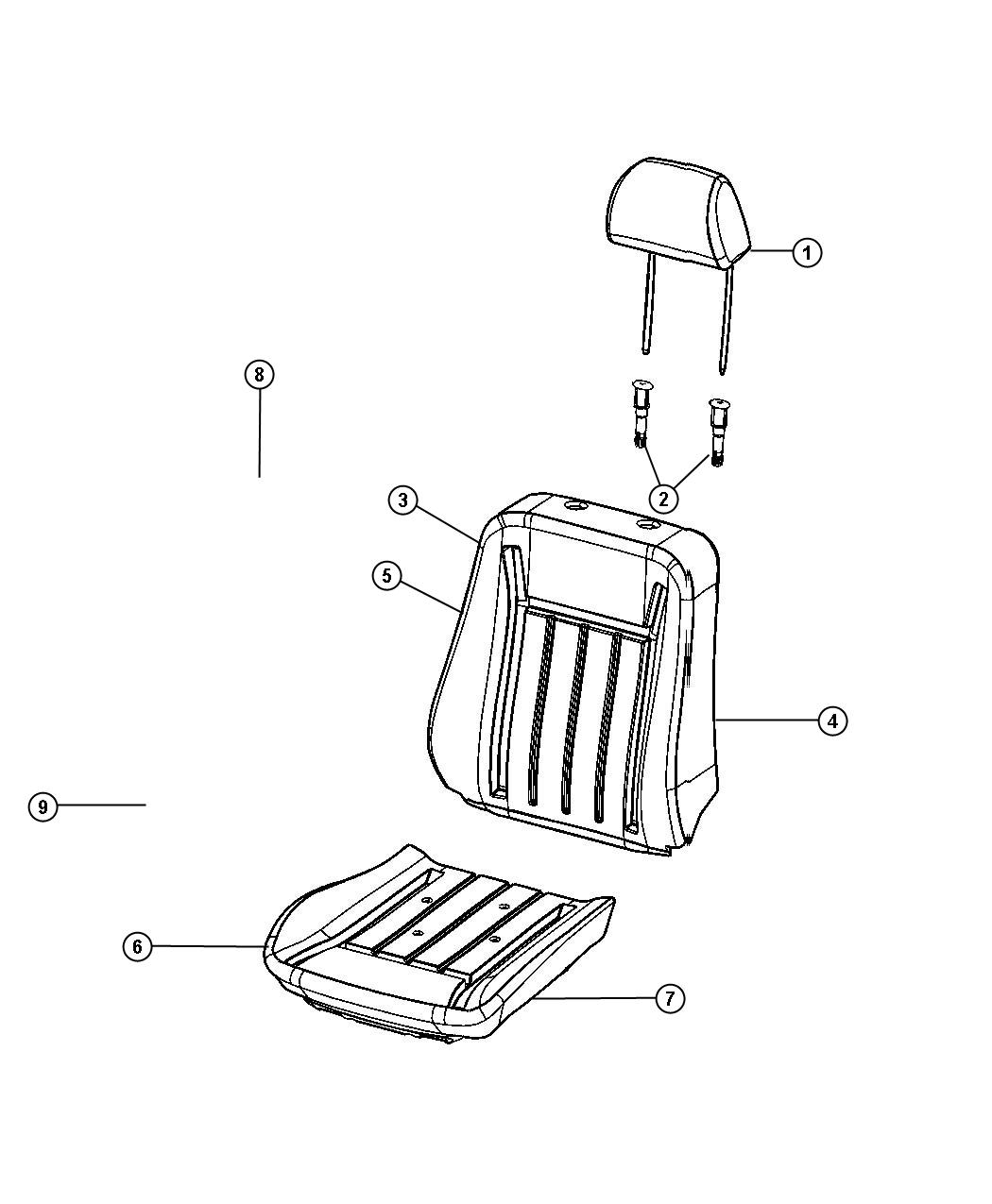 Diagram Front Seat - Bucket -Trim Code [ML]. for your Dodge