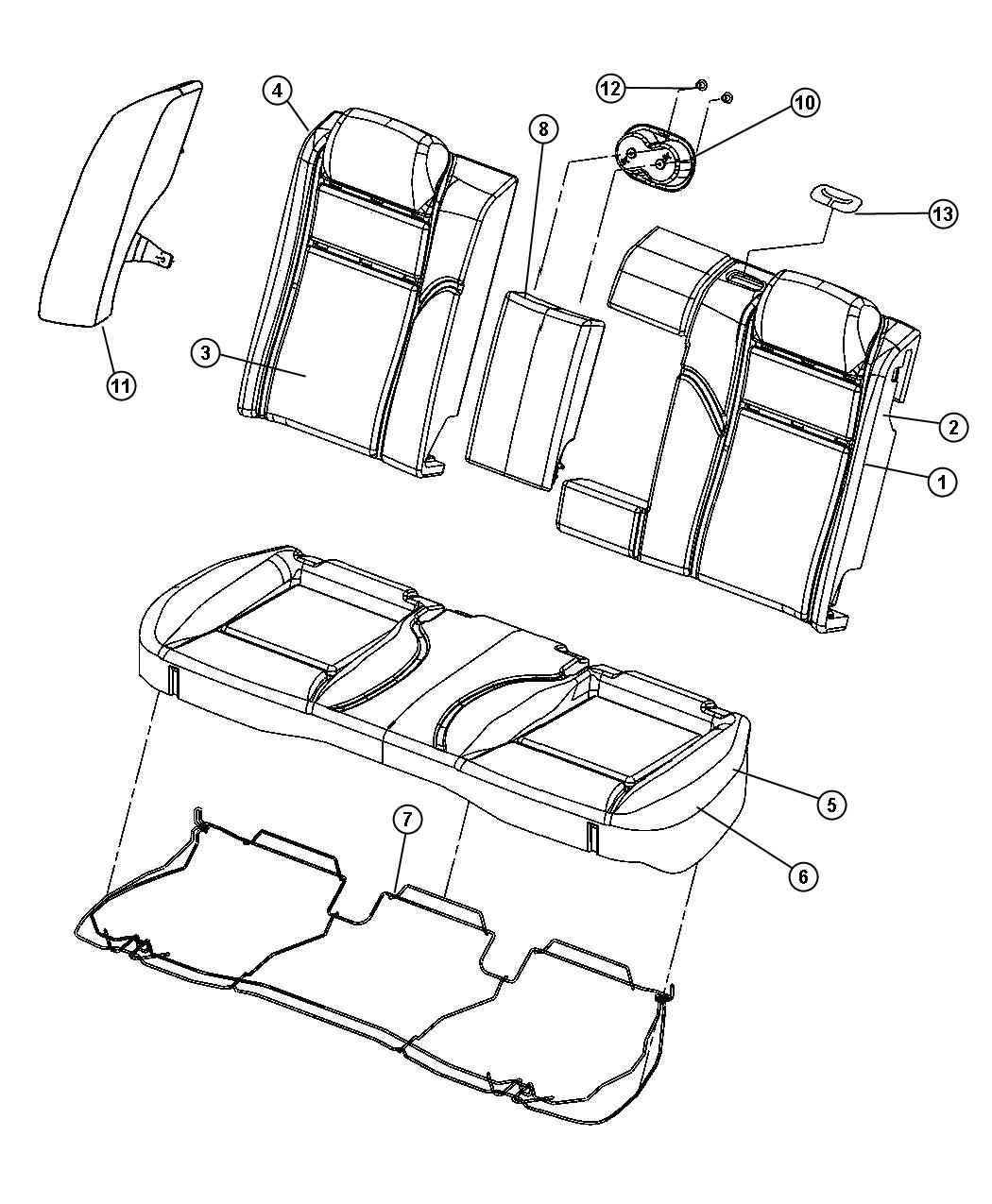 Diagram Rear Seat - Split Seat - Trim Code [B7]. for your Dodge
