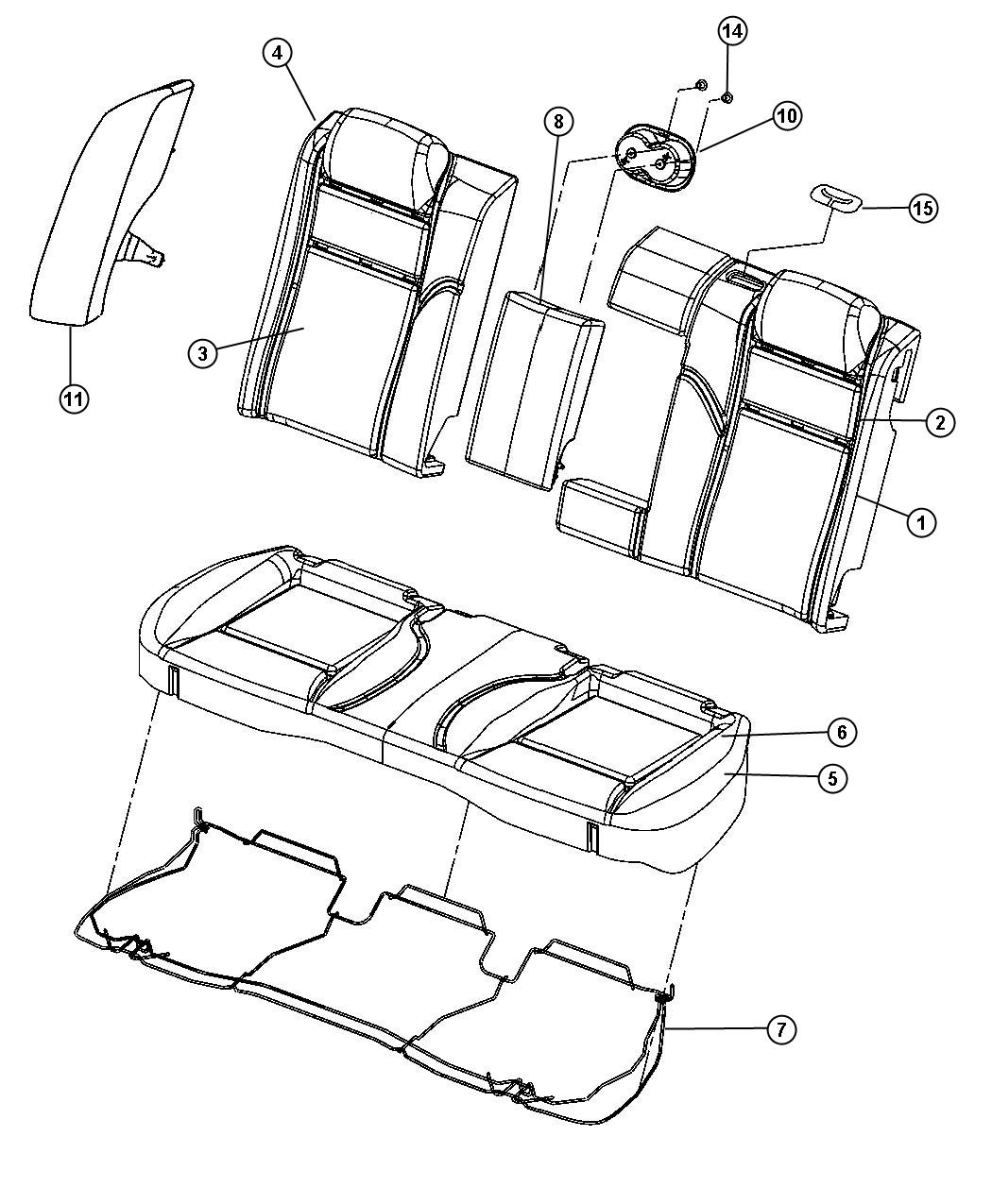 Diagram Rear Seat - Split Seat - Trim Code [ML]. for your Dodge
