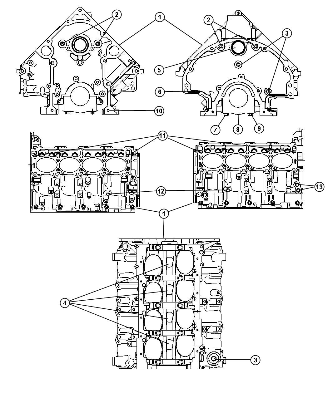 Diagram Engine Cylinder Block And Hardware 5.7L [5.7L V8 HEMI MDS VCT Engine]. for your 2000 Chrysler 300  M 