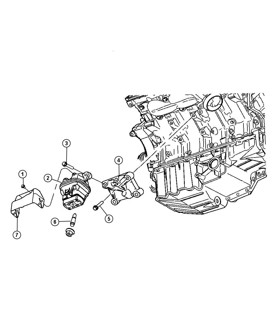 Diagram Engine Mounting Left Side AWD 5.7L [5.7L V8 HEMI MDS VCT Engine]. for your Dodge Charger  