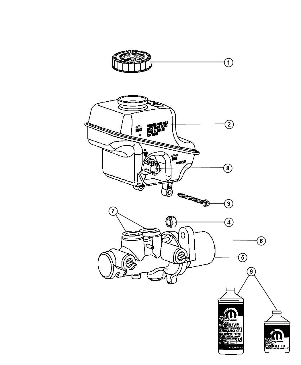 Diagram Master Cylinder,RWD/AWD. for your Dodge