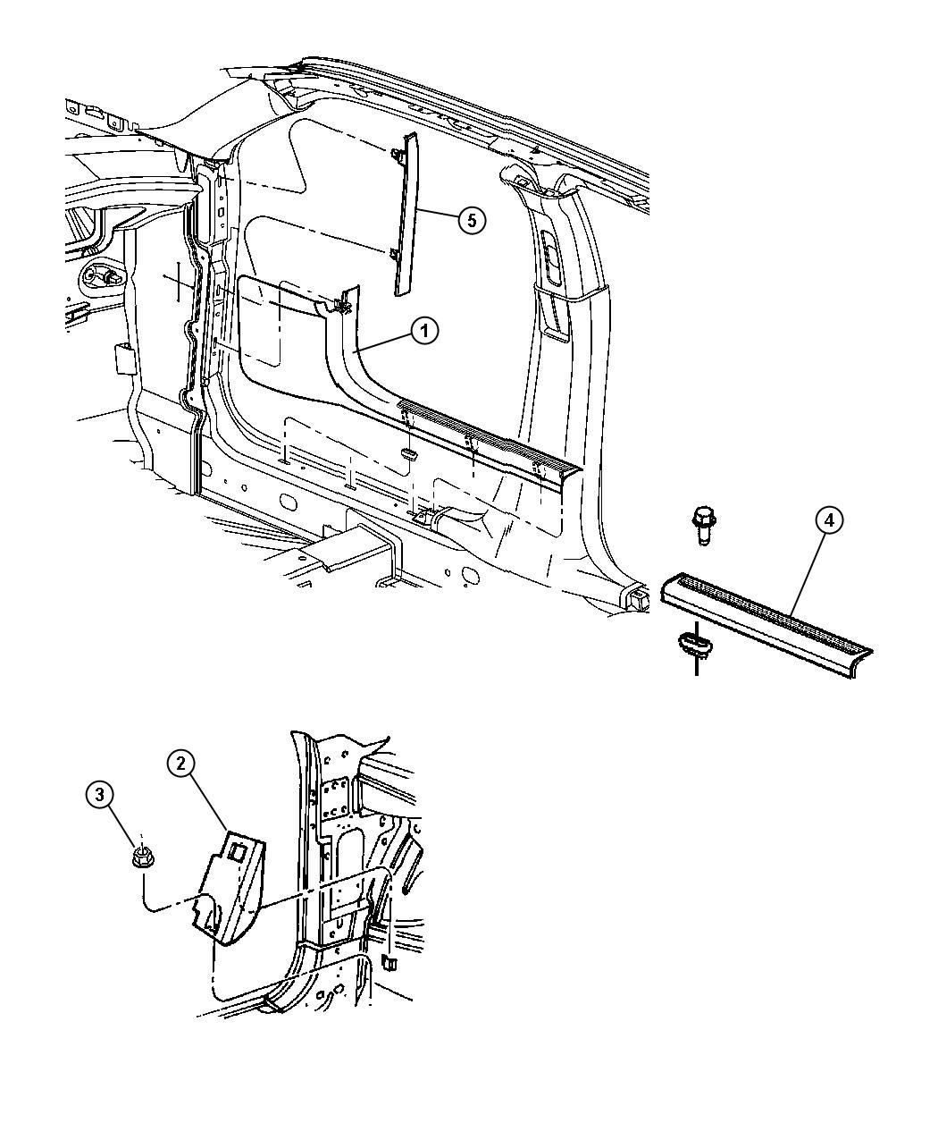 Diagram Cowl Side Panel and Scuff Plates. for your Chrysler