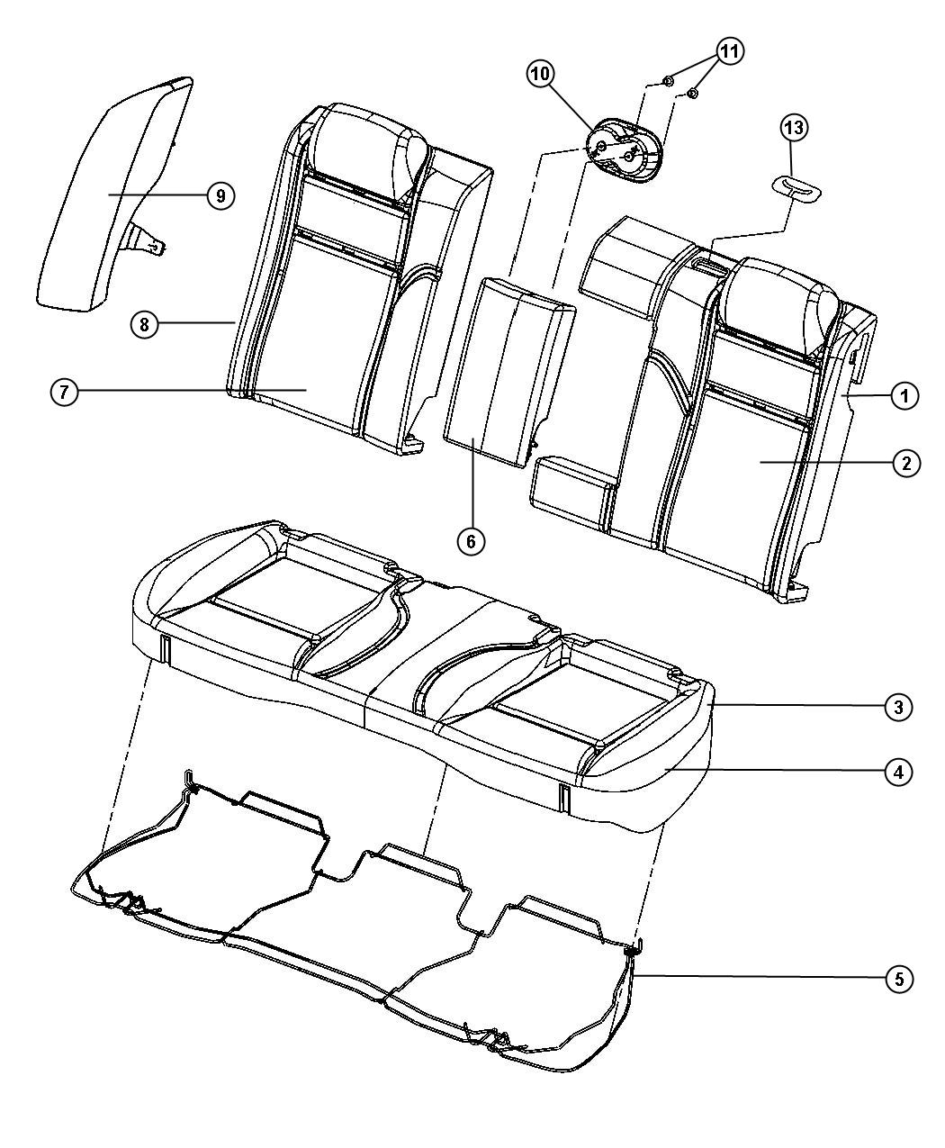 Diagram Rear Seat - 60/40 - Trim Code [AL]. for your Chrysler