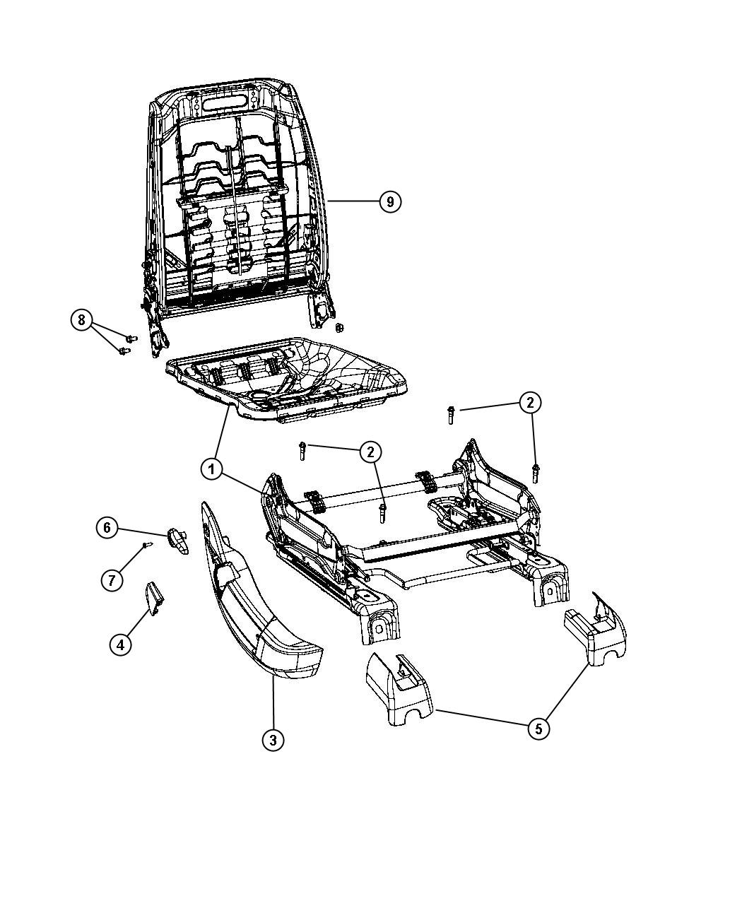 Diagram Adjusters, Recliners, and Shields - Passenger Seat - Manual. for your Chrysler 300  M