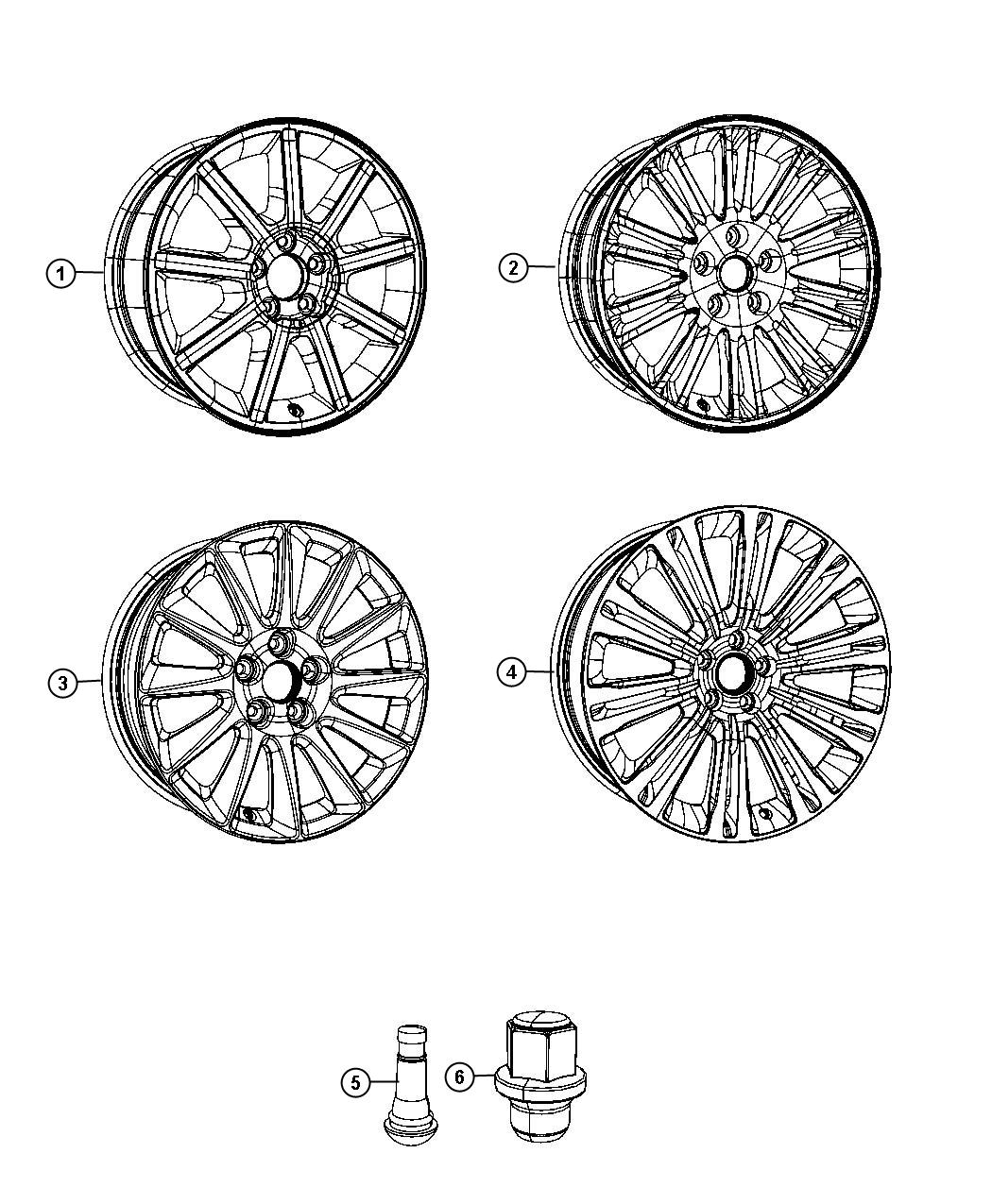 Diagram Wheels and Hardware. for your Dodge Charger  