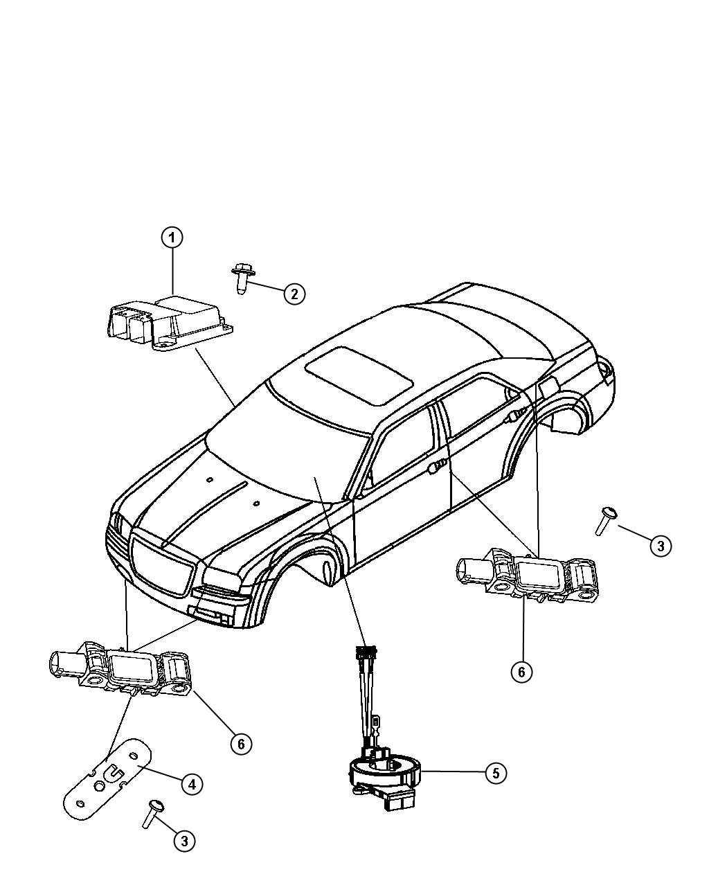 Diagram Air Bag Module, Impact Sensors, and Clockspring. for your Dodge Avenger  