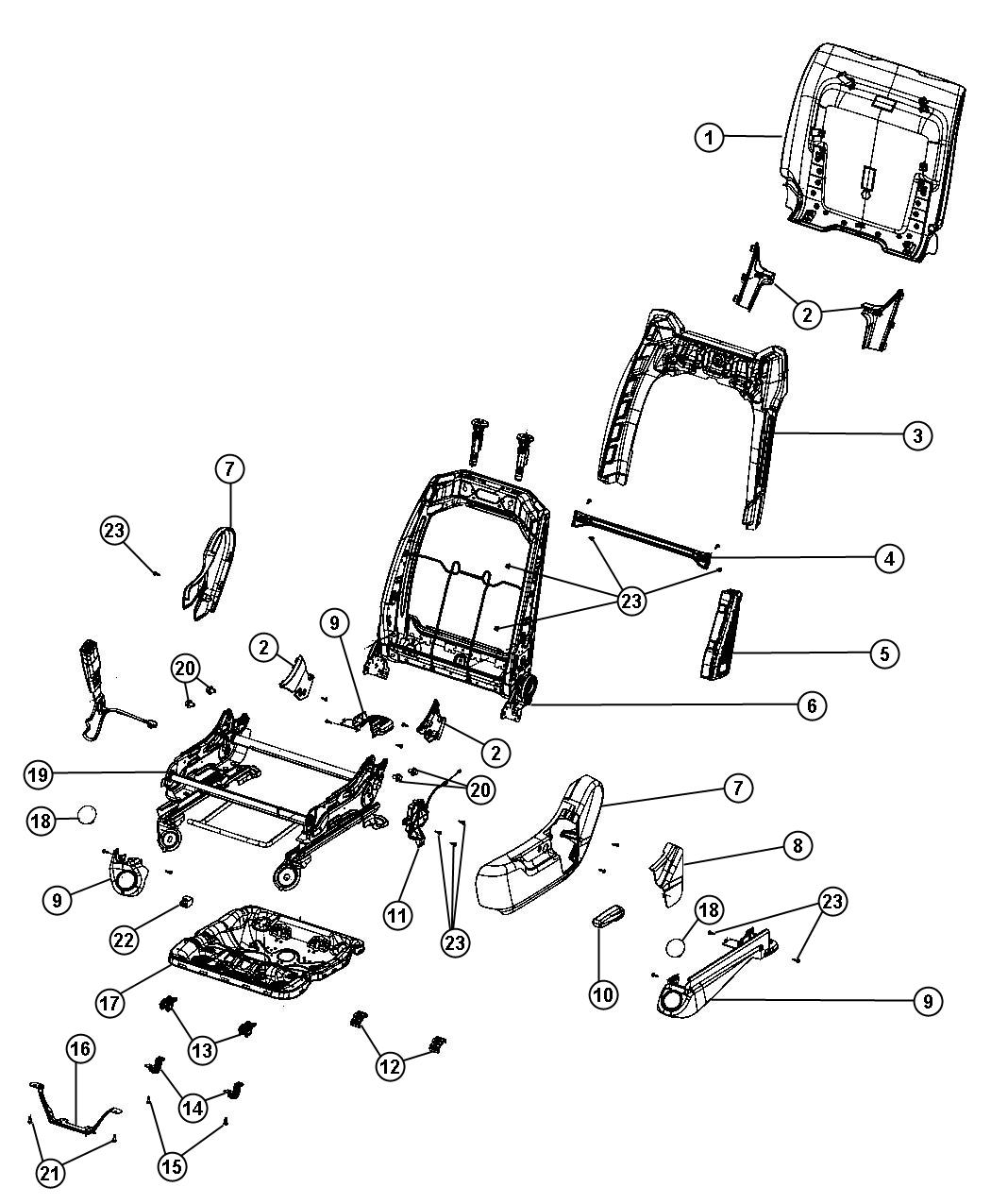 Diagram Adjusters, Recliners and Shields - Driver Seat - Manual. for your 2000 Chrysler 300  M 