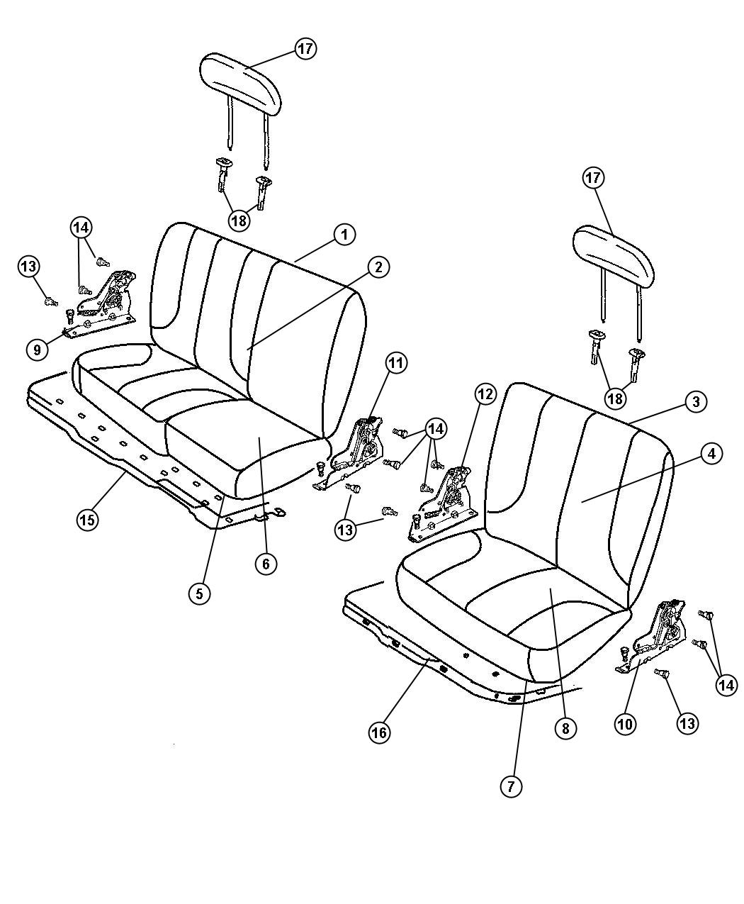 Diagram Crew Cab - Split Seat - Trim Code [GJ]. for your Dodge