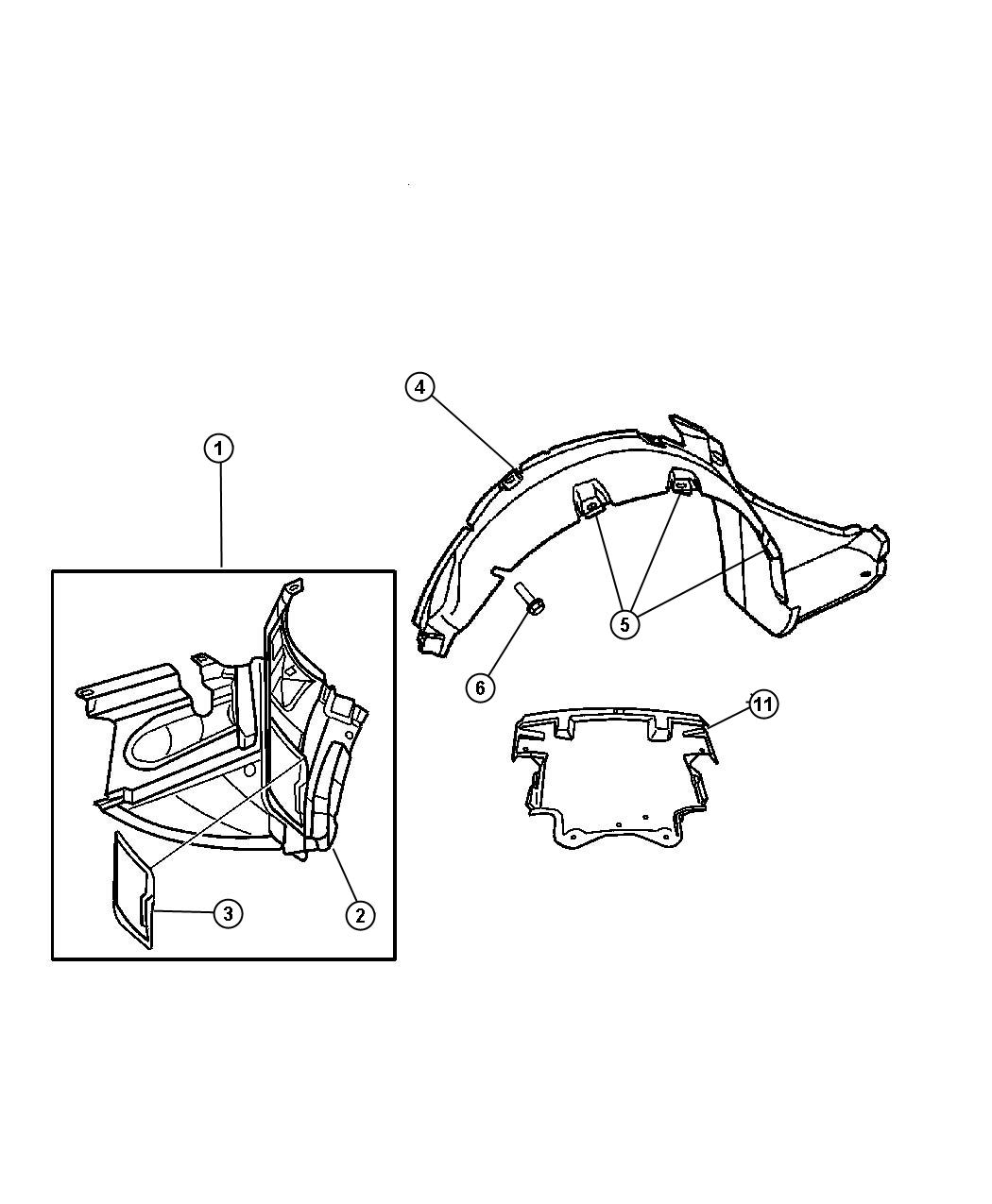 Diagram Splash Shields. for your 2008 Chrysler Crossfire   