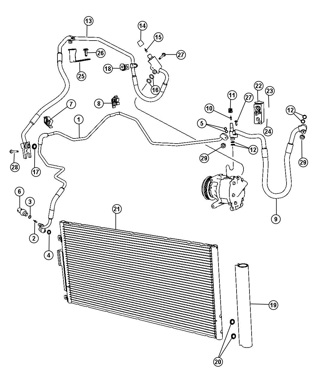 Diagram A/C Plumbing. for your 2019 Fiat 500X   