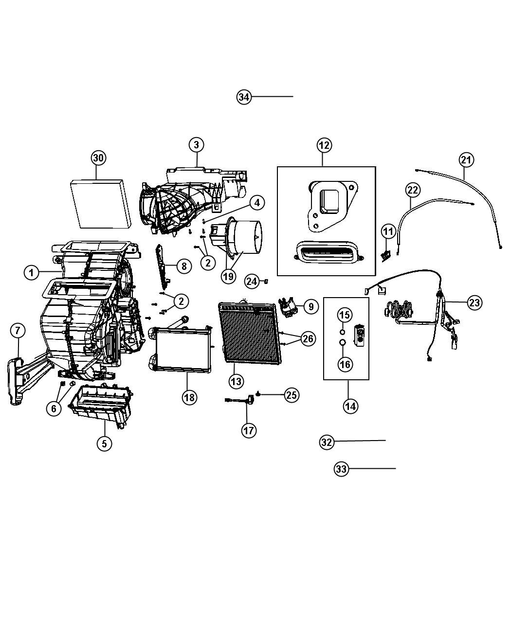 A/C and Heater Unit. Diagram