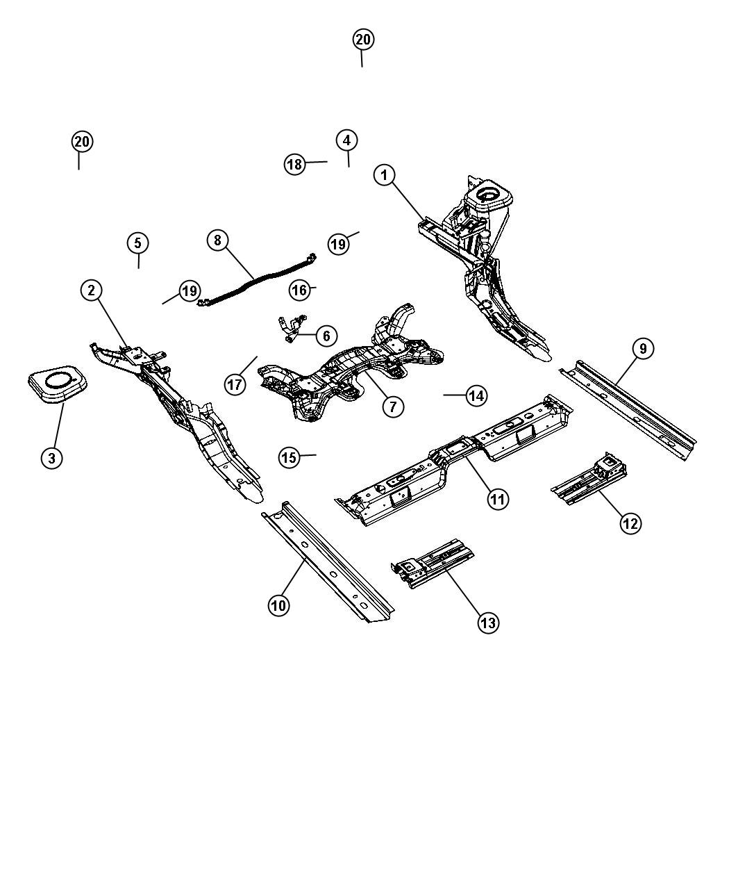 Diagram Frame, Front. for your 2000 Chrysler 300  M 