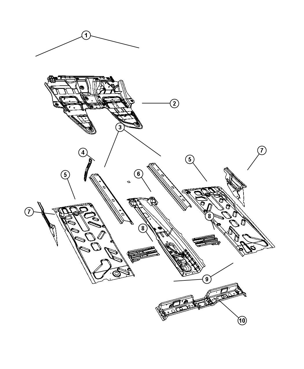 Diagram Front Floor Pan. for your 2012 Fiat 500   