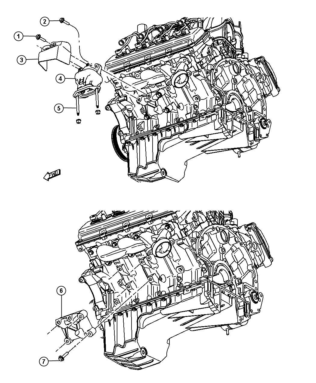 Diagram Engine Mounting Left Side RWD/2WD 5.7L [5.7L HEMI VCT Engine] Without MDS. for your 2010 Dodge Charger   